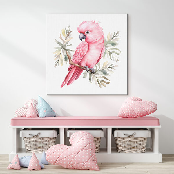 Rosa Vogel auf einem Zweig Wandbilder Rosa Vogel auf einem Zweig