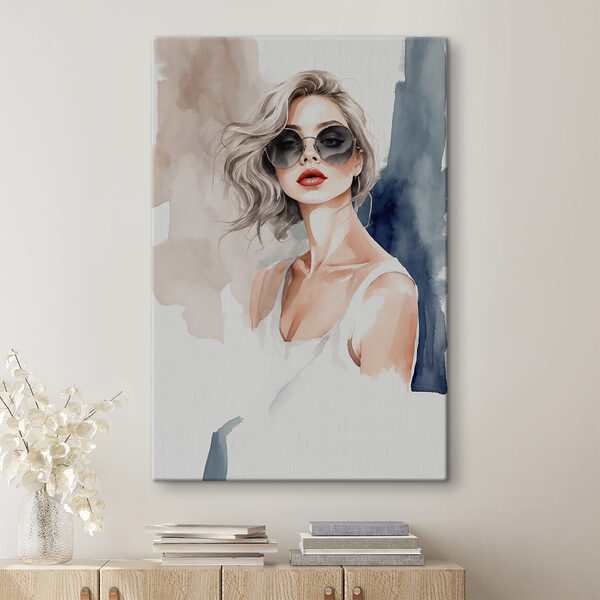 Aquarell einer Frau mit Sonnenbrille Wandbilder Aquarell einer Frau mit Sonnenbrille