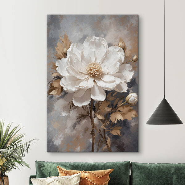 Weiße Blüte mit braunen Blättern Wandbilder Weiße Blüte mit braunen Blättern