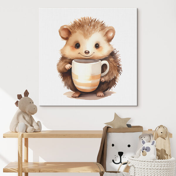 Aquarell eines Igels, der eine Tasse hält Wandbilder Aquarell eines Igels, der eine Tasse hält
