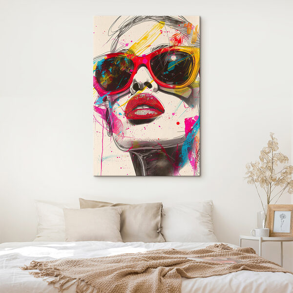 Frau mit Sonnenbrille und Lippen Wandbilder Frau mit Sonnenbrille und Lippen