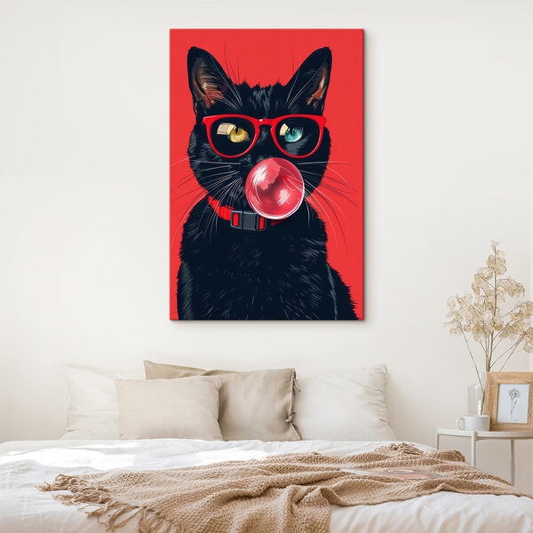 Katze mit Sonnenbrille und Kaugummi Wandbilder Katze mit Sonnenbrille und Kaugummi