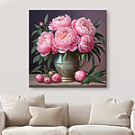 Wandbilder Gemälde mit rosa Blumen in einer Vase