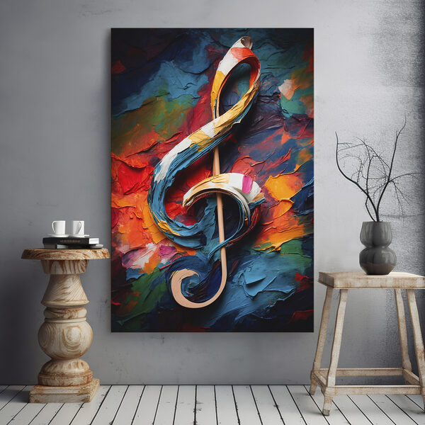 Bunt bemalter Violinschlüssel Wandbilder Bunt bemalter Violinschlüssel