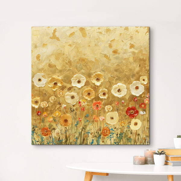 Gemälde mit Blumen an einer Wand Wandbilder Gemälde mit Blumen an einer Wand