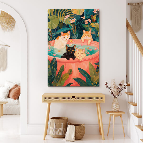 Katzen in einer Wanne mit Wasser Wandbilder Katzen in einer Wanne mit Wasser