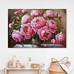 Wandbilder Gemälde mit rosa Blumen in einer Vase