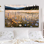 Wandbilder Blumenfeld mit Bäumen im Hintergrund