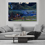 Wandbilder Teich mit Blumen und Gras