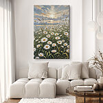 Wandbilder Feld mit weißen Blumen