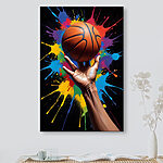 Wandbilder Hand hält einen Basketball