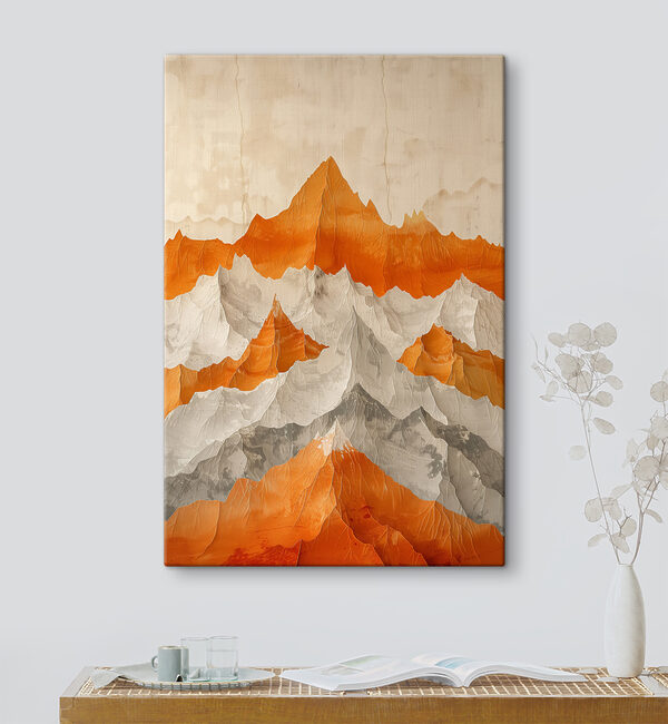 Malerei von Bergen in Orange und Weiß Wandbilder Malerei von Bergen in Orange und Weiß