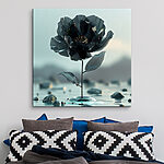 Wandbilder Schwarze Blume im Wasser