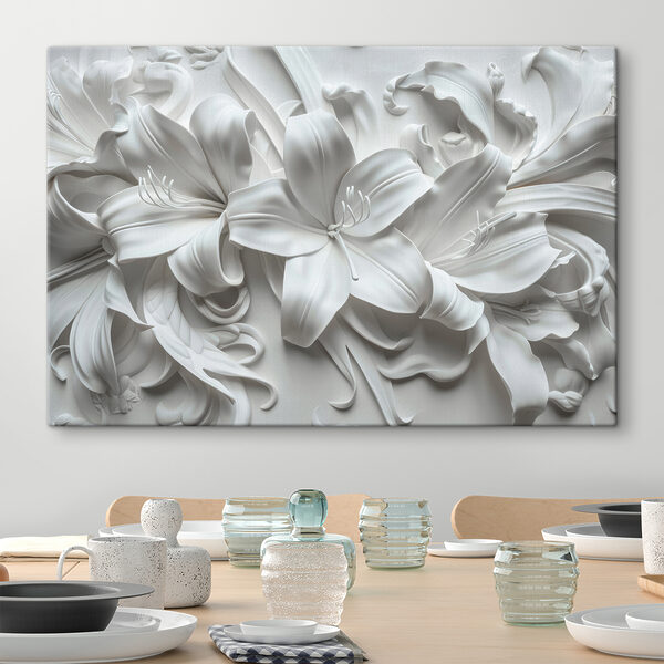 Weiße Blume auf weißer Fläche Wandbilder Weiße Blume auf weißer Fläche