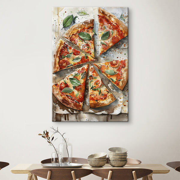 Pizza mit Tomaten und Basilikum Wandbilder Pizza mit Tomaten und Basilikum