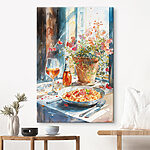 Wandbilder Aquarellmalerei von Essen und Wein