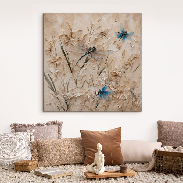 Libellen und Blumen an einer Wand Wandbilder Libellen und Blumen an einer Wand