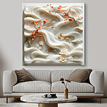 Wandbilder Weiße Wand mit Blumen und Blättern