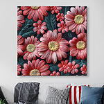 Wandbilder Gruppe von rosa Blumen