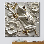 Wandbilder Eleganter Frosch inmitten floraler Keramikkunst