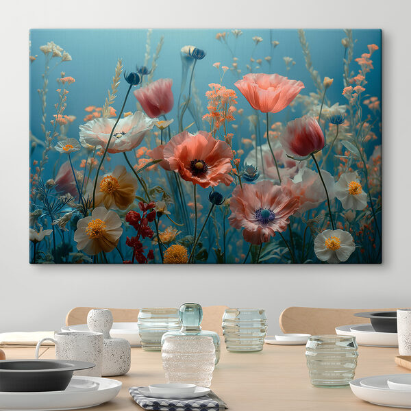 Gruppe von Blumen auf einem Feld Wandbilder Gruppe von Blumen auf einem Feld