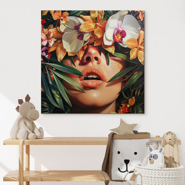 Frau mit Blumen auf dem Kopf Wandbilder Frau mit Blumen auf dem Kopf