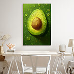Wandbilder Avocadohälfte mit Glitzertropfen