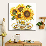 Wandbilder Gemälde von Sonnenblumen in einer Teetasse