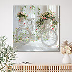Wandbilder Weißes Fahrrad mit Blumen darauf