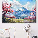 Wandbilder Berg mit rosa Blumen