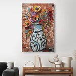 Wandbilder Mosaik aus Blumen in einer Vase
