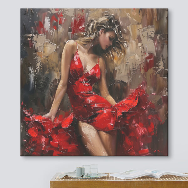 Gemälde einer Frau in einem roten Kleid Wandbilder Gemälde einer Frau in einem roten Kleid
