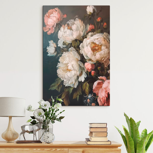 Malerei von weißen und rosa Blumen Wandbilder Malerei von weißen und rosa Blumen