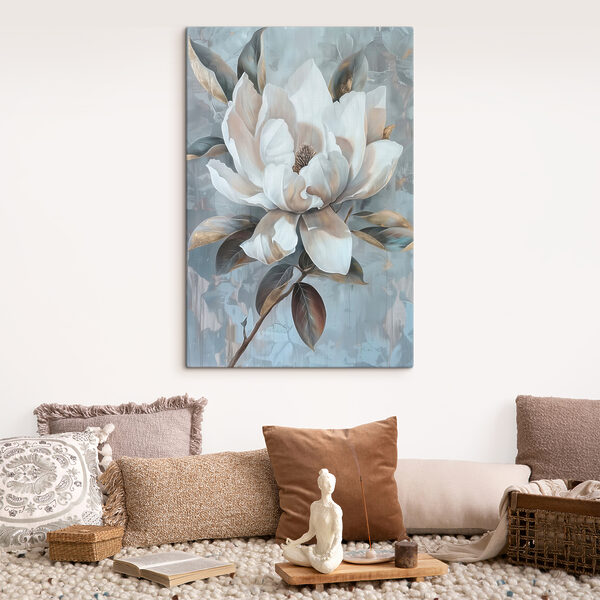 Weiße Blüte mit braunen Blättern Wandbilder Weiße Blüte mit braunen Blättern