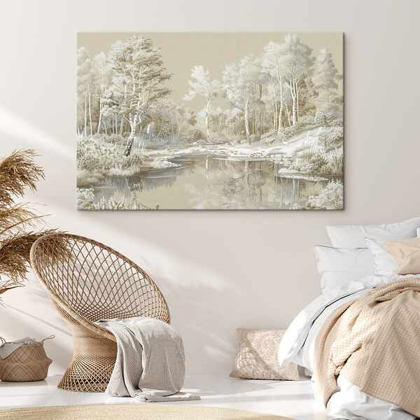 Fluss mit Bäumen und Schnee Wandbilder Fluss mit Bäumen und Schnee