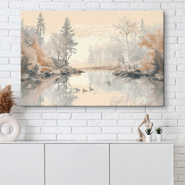 See mit Bäumen und Vögeln Wandbilder See mit Bäumen und Vögeln
