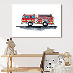 Wandbilder Aquarellzeichnung eines Feuerwehrautos