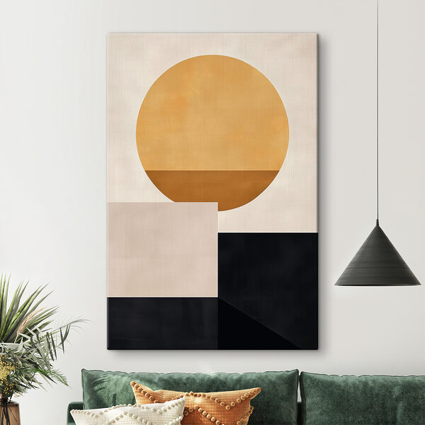 Gelber Kreis und schwarze Quadrate Wandbilder Gelber Kreis und schwarze Quadrate