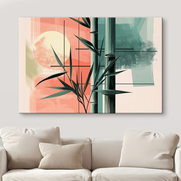 Wandbilder Bambusstämme und -blätter