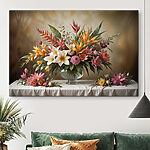 Wandbilder Vase mit Blumen auf einem Tisch