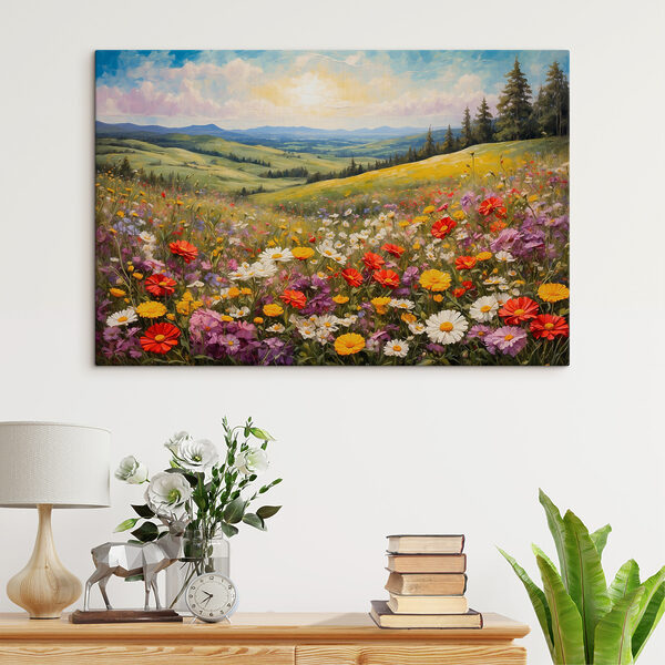 Ein Feld voller bunter Blumen Wandbilder Ein Feld voller bunter Blumen