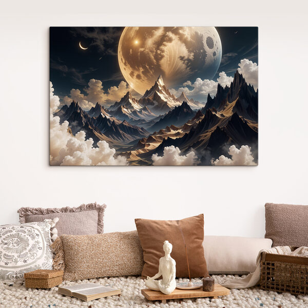 Mond über Bergen und Wolken Wandbilder Mond über Bergen und Wolken