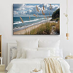 Wandbilder Strand mit hohem Gras und Wasser