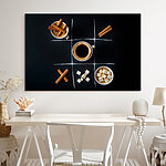 Wandbilder Tic-Tac-Toe-Spiel mit Kaffee und Marshmallows