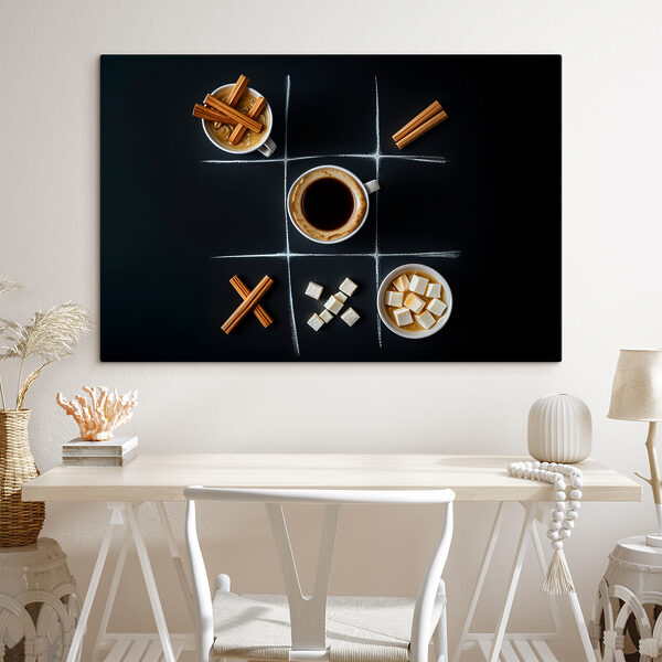 Tic-Tac-Toe-Spiel mit Kaffee und Marshmallows Wandbilder Tic-Tac-Toe-Spiel mit Kaffee und Marshmallows
