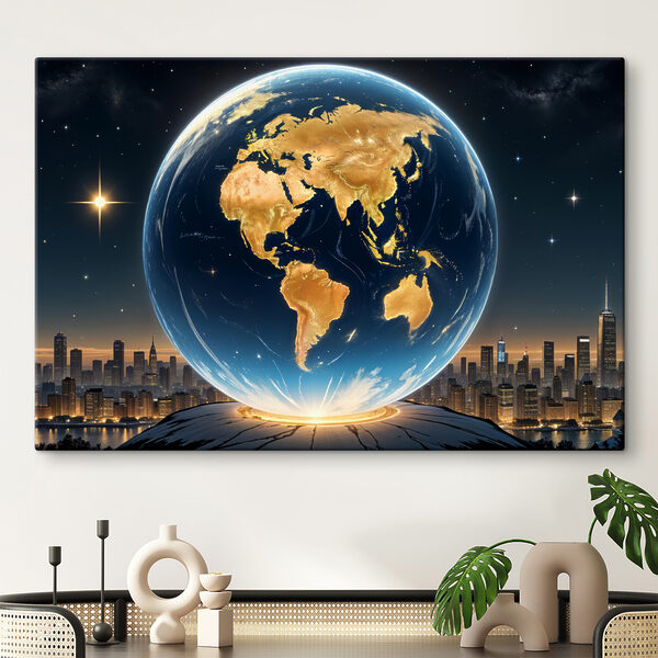 Wandbilder Wandbilder Globus mit Lichtern darauf (Artikelnummer: s40178)