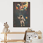 Wandbilder Ein Astronaut schwebt mit Luftballons im Weltraum
