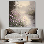 Wandbilder Fluss mit lila Blumen