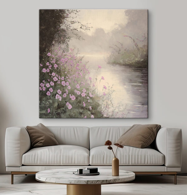 Fluss mit lila Blumen Wandbilder Fluss mit lila Blumen