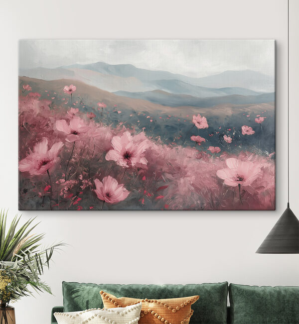 Feld mit rosa Blumen Wandbilder Feld mit rosa Blumen